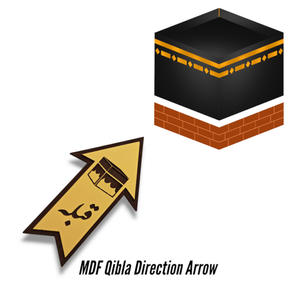 Qibla Direction Arrow made in MDF & Golden Acryic - Ready to Paste with a Double Tape - Ideal for Home / Office / Imambargah or Masjid - Image 2