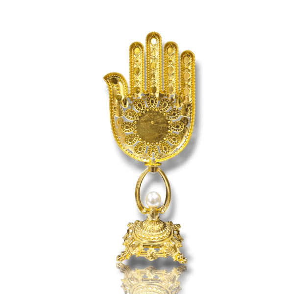 MA - Diamond Studded Casting Metal Panja with Pearl and Gold Polish - Karbala Tabarrukat - Image 2