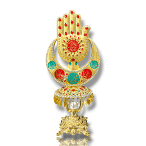 MA - Diamond Studded Casting Metal Panja with Enamel and Gold Polish - Karbala Tabarrukat