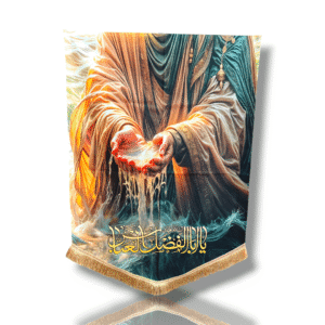 MA - Maula Abbas a.s - Iran Parcham - Velvet Banner - Ya Abal Fazlil Abbas - Manzar of Maula Pouring Water - 100X140cm