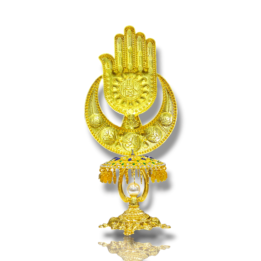 Diamond Panja with Chaand (Having Names of Panjetan in Enamel) Chattar & Pearl from KARBALA - IRAQ - Image 3