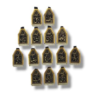 Charda Masumeen (a.s) - Alam Patka - Black Velvet with Gold Thread Fine Machine Embroidery - Set of 14pcs for Home Azakhana/Mimber